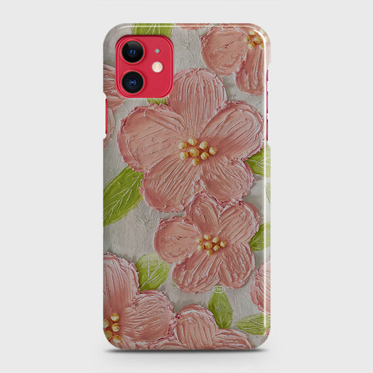 iPhone 11 Cover - Floral Series - Design 9 - Pink & Green - Matte Finish - Snap On Hard Case with LifeTime Colors Guarantee