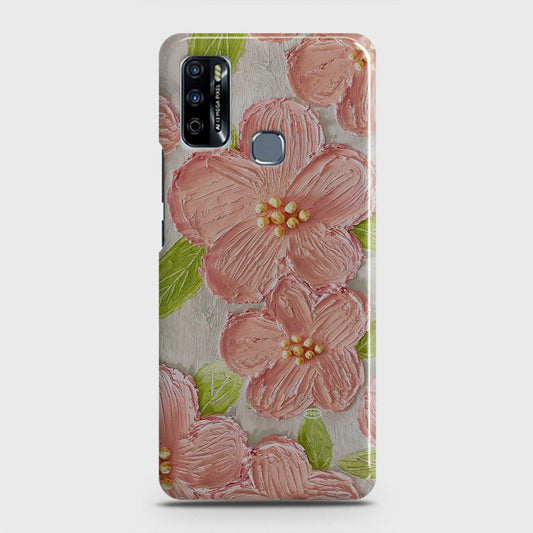 Infinix Hot 9 Play Cover - Floral Series - Design 9 - Pink & Green - Matte Finish - Snap On Hard Case with LifeTime Colors Guarantee