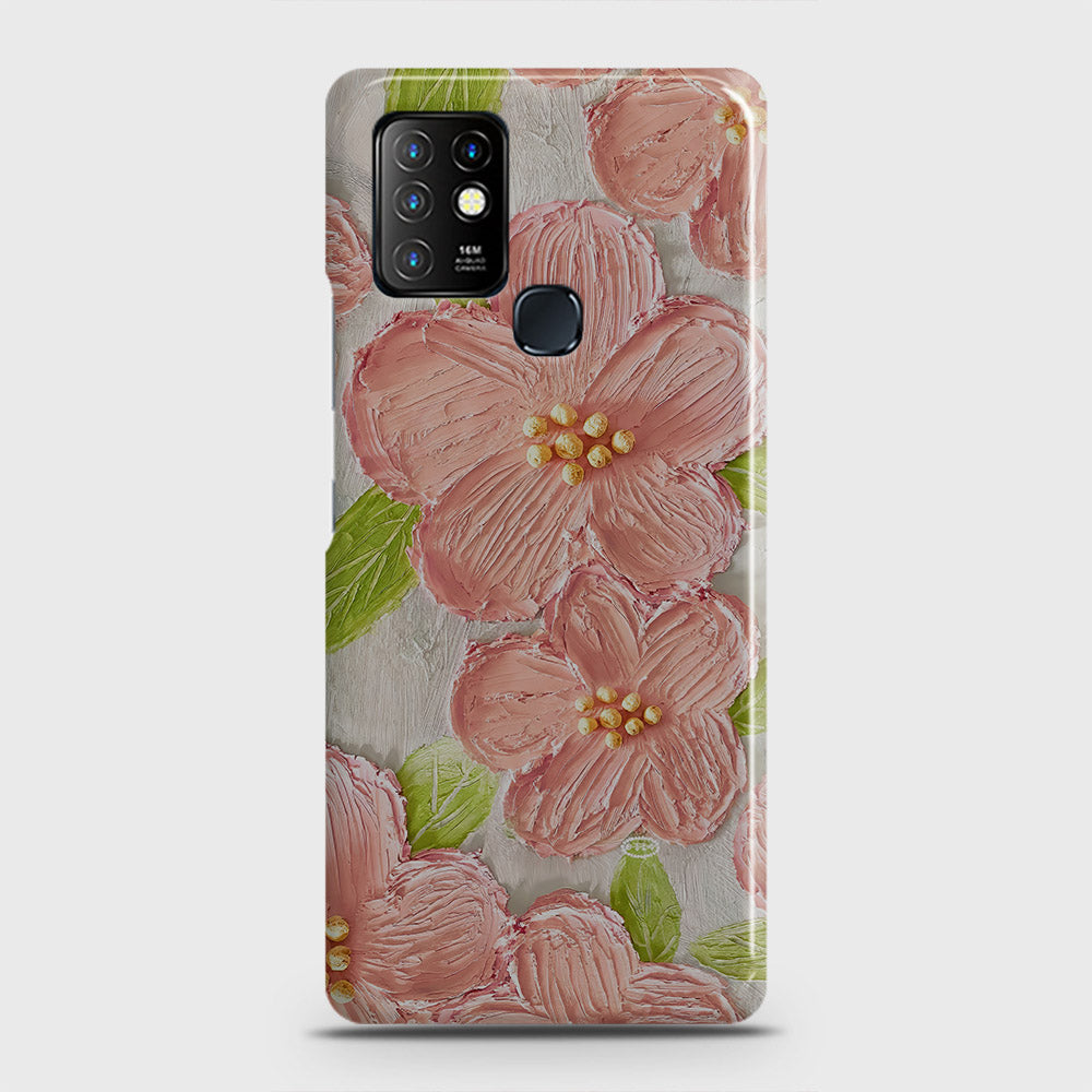 Infinix Hot 10 Cover - Floral Series - Design 9 - Pink & Green - Matte Finish - Snap On Hard Case with LifeTime Colors Guarantee