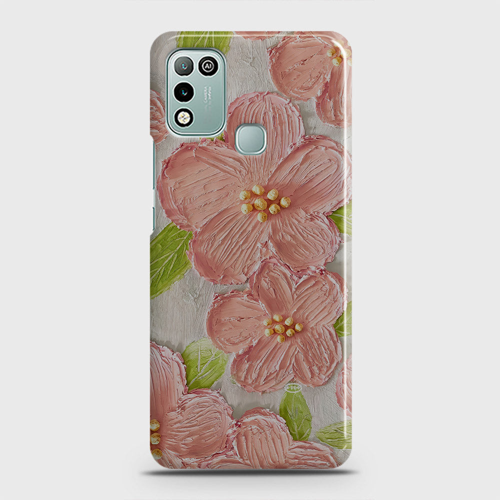 Infinix Hot 10 Play Cover - Floral Series - Design 9 - Pink & Green - Matte Finish - Snap On Hard Case with LifeTime Colors Guarantee