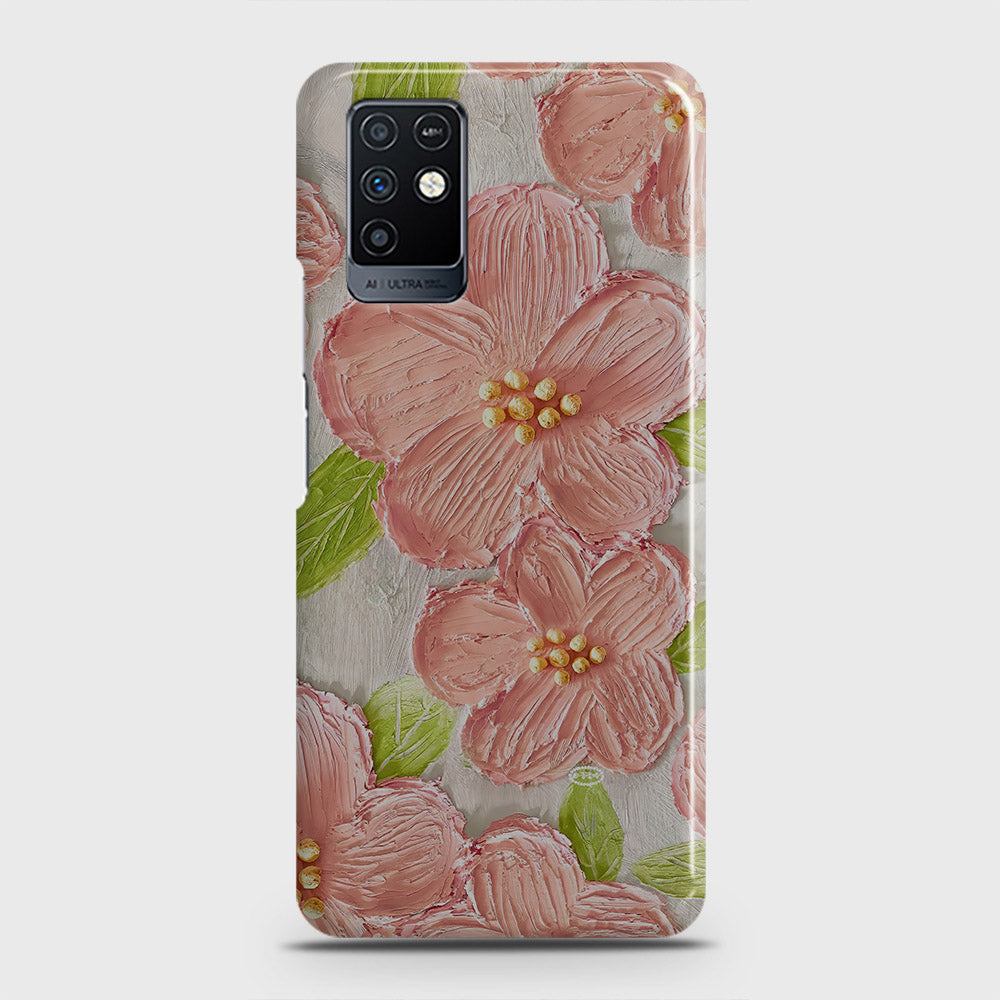 Infinix Note 10 Cover - Floral Series - Design 9 - Pink & Green - Matte Finish - Snap On Hard Case with LifeTime Colors Guarantee