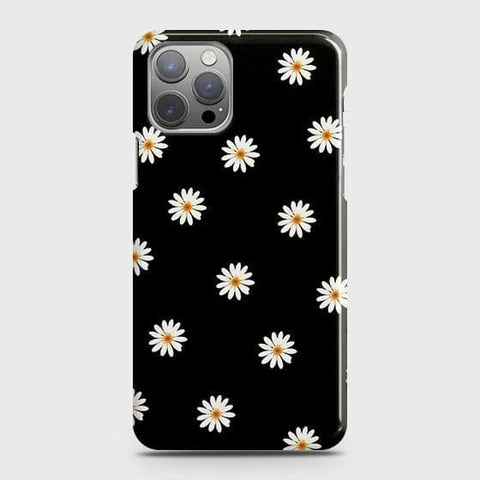 iPhone 12Cover - Matte Finish - White Bloom Flowers with Black Background Printed Hard Case with Life Time Colors Guarantee ( Fast Delivery )