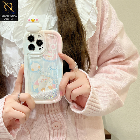 iPhone 15 Pro Max Cover - Design 1 - 3D Cute Cartoon Doll Bling Liquid Glitter Floating Pearls Shockproof Protective Soft Case