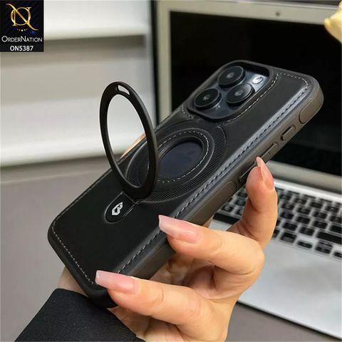 Samsung Galaxy S23 Ultra 5G Cover - Black - Luxury Leather Case Supports Magsafe Wireless Charging, Kickstand Bracket Holder Soft Border Case