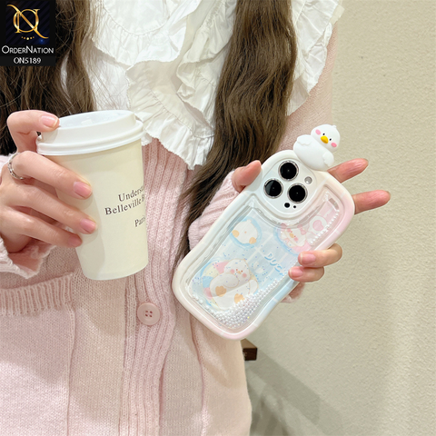 iPhone 13 Pro Max Cover - Design 1 - 3D Cute Cartoon Doll Bling Liquid Glitter Floating Pearls Shockproof Protective Soft Case