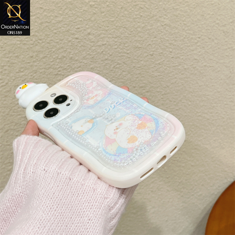 iPhone 15 Pro Max Cover - Design 1 - 3D Cute Cartoon Doll Bling Liquid Glitter Floating Pearls Shockproof Protective Soft Case