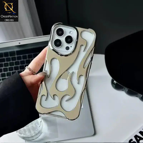 iPhone 14 Pro Max Cover - Golden - New Shiny Electroplating Flame Series Soft Case