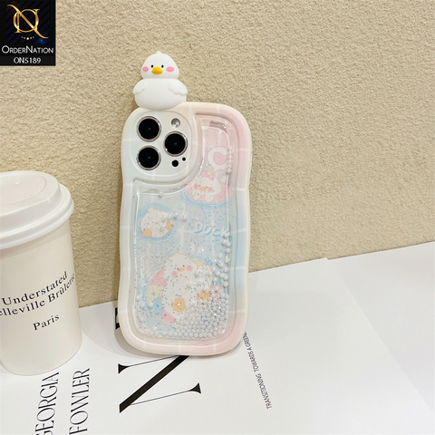 iPhone 15 Pro Max Cover - Design 1 - 3D Cute Cartoon Doll Bling Liquid Glitter Floating Pearls Shockproof Protective Soft Case