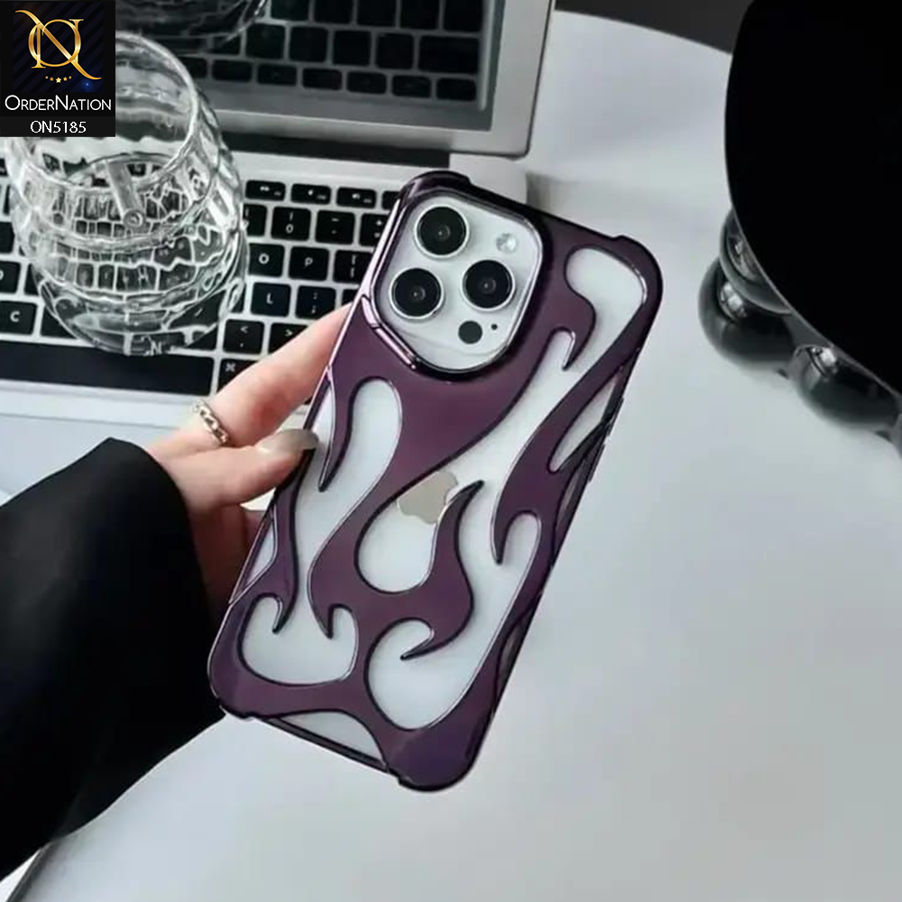 iPhone 14 Pro Max Cover - Purple - New Shiny Electroplating Flame Series Soft Case