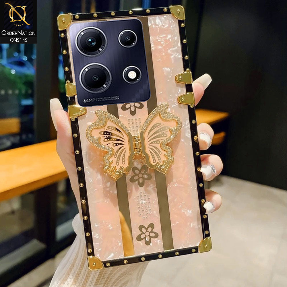 Infinix Note 30 - Rose Gold - Luxury Shiny Rhinestone Butterfly Electroplated Square Trunk Soft Case