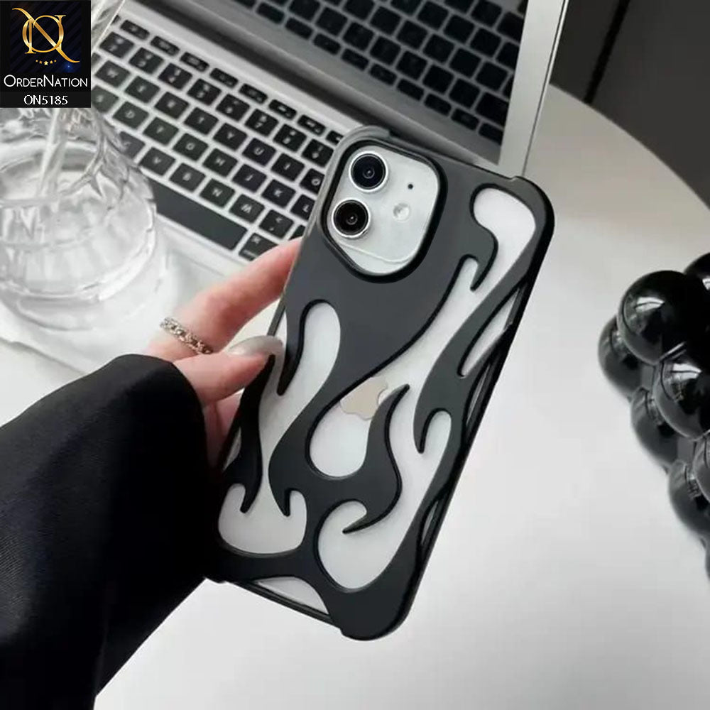 iPhone 11 Cover - Black - New Shiny Electroplating Flame Series Soft Case