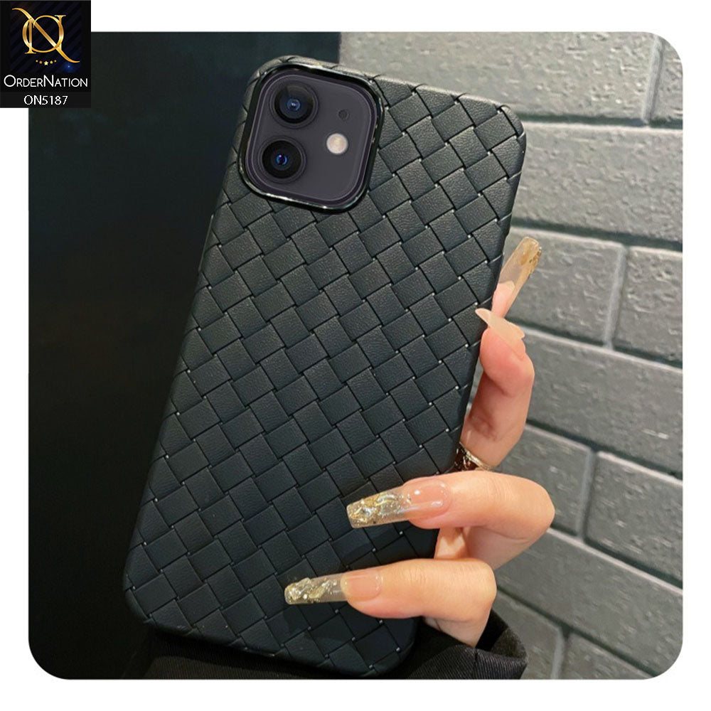 iPhone 11 Cover - Black - New Woven Design Leather Feel Soft TPU Case