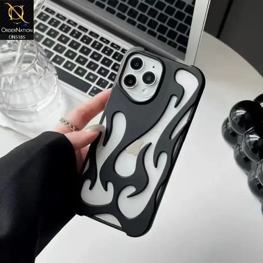 iPhone 11 Pro Max Cover - Black - New Shiny Electroplating Flame Series Soft Case