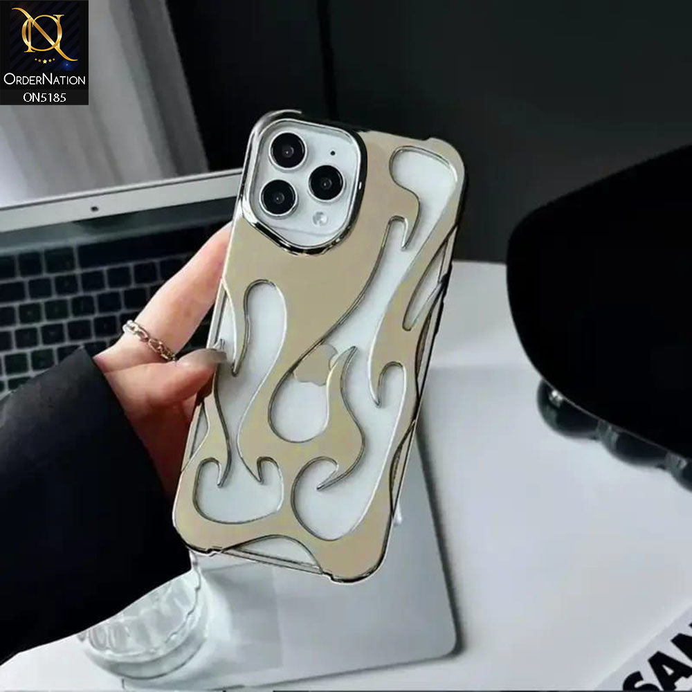 iPhone 11 Pro Max Cover - Golden - New Shiny Electroplating Flame Series Soft Case