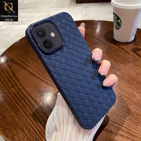 iPhone 12 Cover - Blue - New Woven Design Leather Feel Soft TPU Case