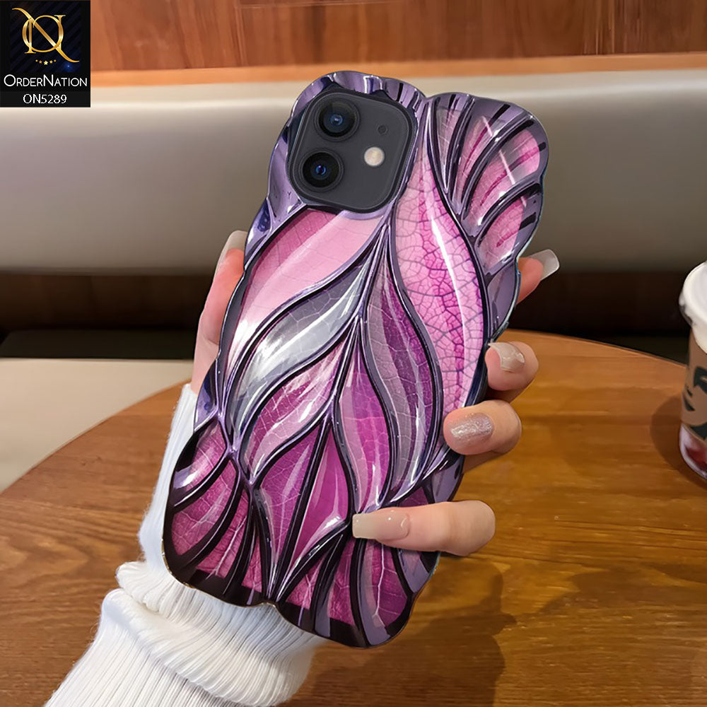 iPhone 11 Cover - Purple - Luxury 3D Colorful Maple Leaf Electroplatiang Wavy Soft Border Case