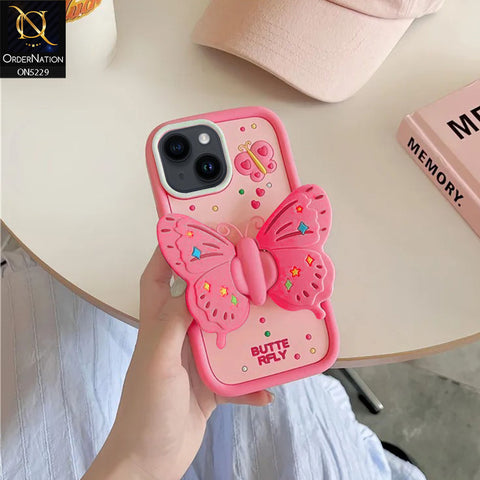 iPhone 15 Plus Cover - Design3 - Cute 3D Butterfly Bracket Kickstand Beautiful Soft Case