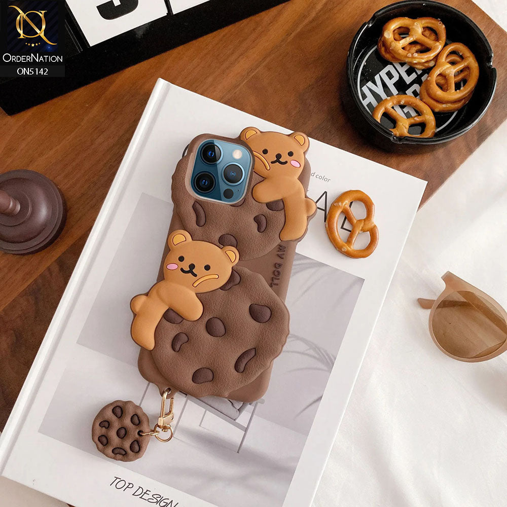 iPhone 13 Pro Max Cover - Brown - 3D Cartoon Kawaii Cookie Soft Silicon Case