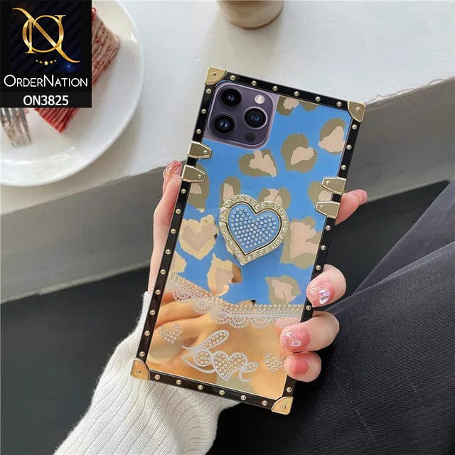 iPhone 14 Pro Max Cover - Design 4 - Heart Bling Diamond Glitter Soft TPU Trunk Case With Ring Holder