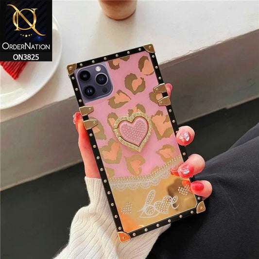 iPhone 14 Pro Max Cover - Design 1 - Heart Bling Diamond Glitter Soft TPU Trunk Case With Ring Holder