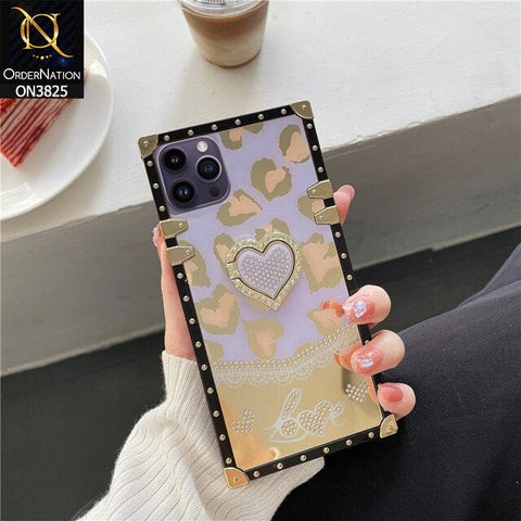 iPhone 12 Pro Max Cover - Design 3 - Heart Bling Diamond Glitter Soft TPU Trunk Case With Ring Holder