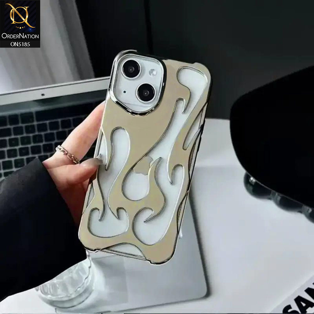 iPhone 13 Cover - Golden - New Shiny Electroplating Flame Series Soft Case