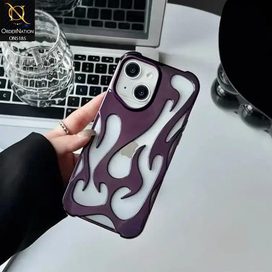 iPhone 14 Cover - Purple - New Shiny Electroplating Flame Series Soft Case