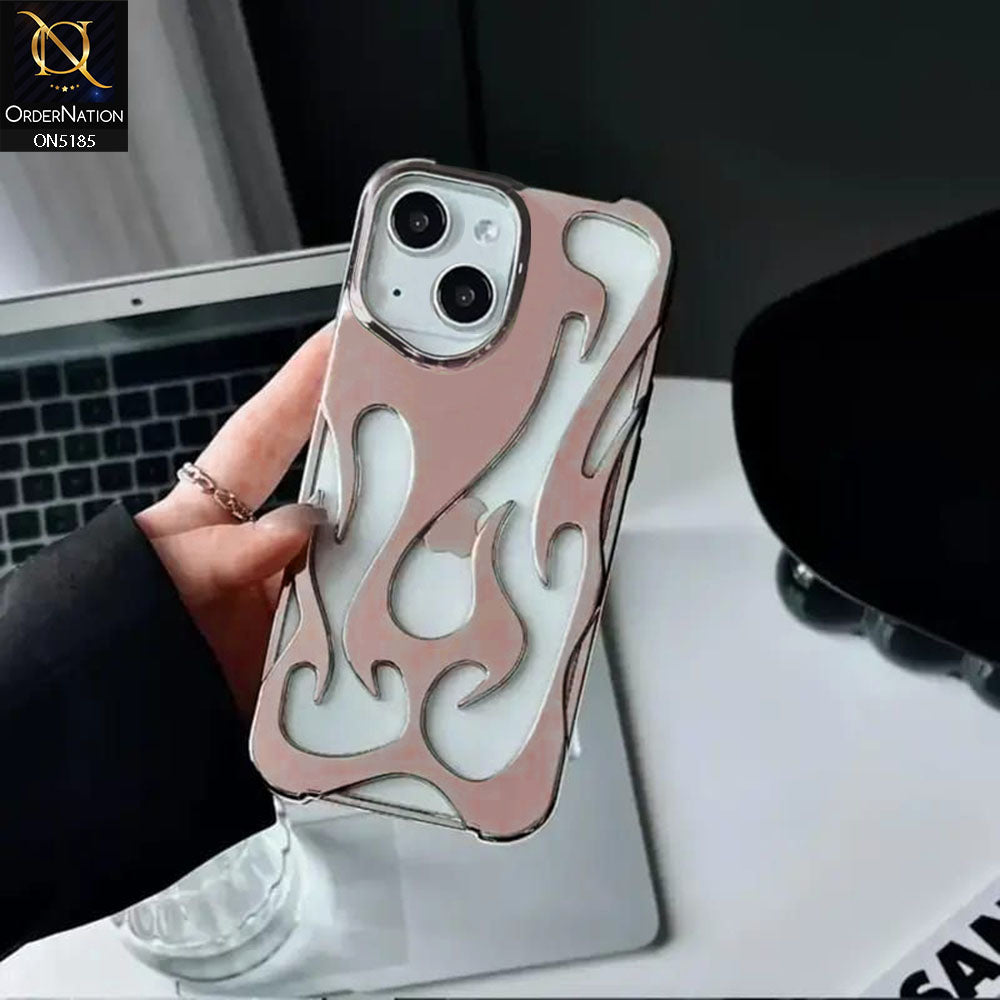 iPhone 14 Cover - Rose Gold - New Shiny Electroplating Flame Series Soft Case