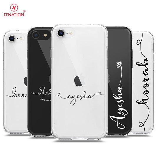 iPhone SE 2020 Cover - Personalised Name Series - 8 Designs - Clear Phone Case - Soft Silicon Borders