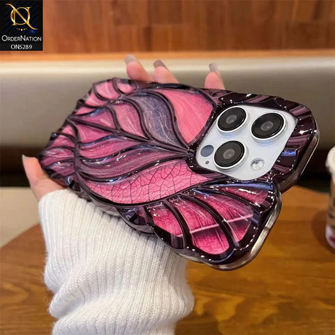 iPhone 16 Pro Max Cover - Purple - Luxury 3D Colorful Maple Leaf Electroplatiang Wavy Soft Border Case