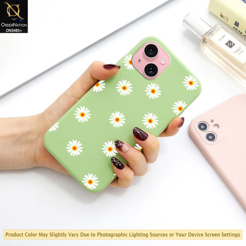 iPhone 15 Cover - ONation Daisy Series - HQ Liquid Silicone Elegant Colors Camera Protection Soft Case