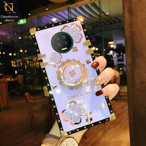 Infinix Note 7 Cover - Light Purple - Square Bling Diamond Glitter Soft TPU Trunk Case with Ring Holder