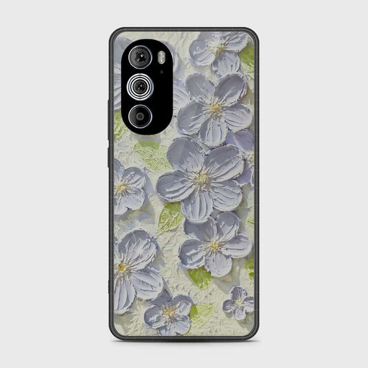 Motorola Edge 30 Pro Cover - Floral Series - Design 12 - Grey & Green - HQ Premium Shine Durable Shatterproof Case