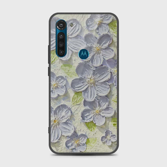 Motorola Moto G8 Power Cover - Floral Series - Design 12 - Grey & Green - HQ Premium Shine Durable Shatterproof Case