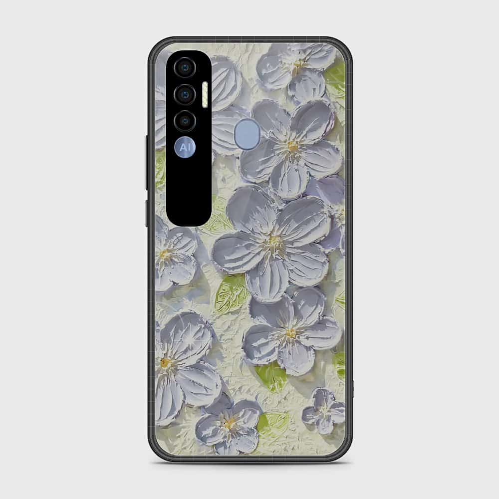 Tecno Spark 7 Pro Cover - Floral Series - Design 12 - Grey & Green - HQ Premium Shine Durable Shatterproof Case