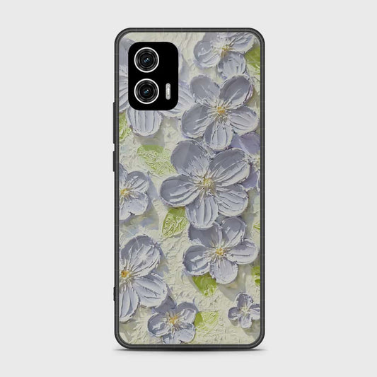 Motorola Moto G73 Cover - Floral Series - Design 12 - Grey & Green - HQ Premium Shine Durable Shatterproof Case