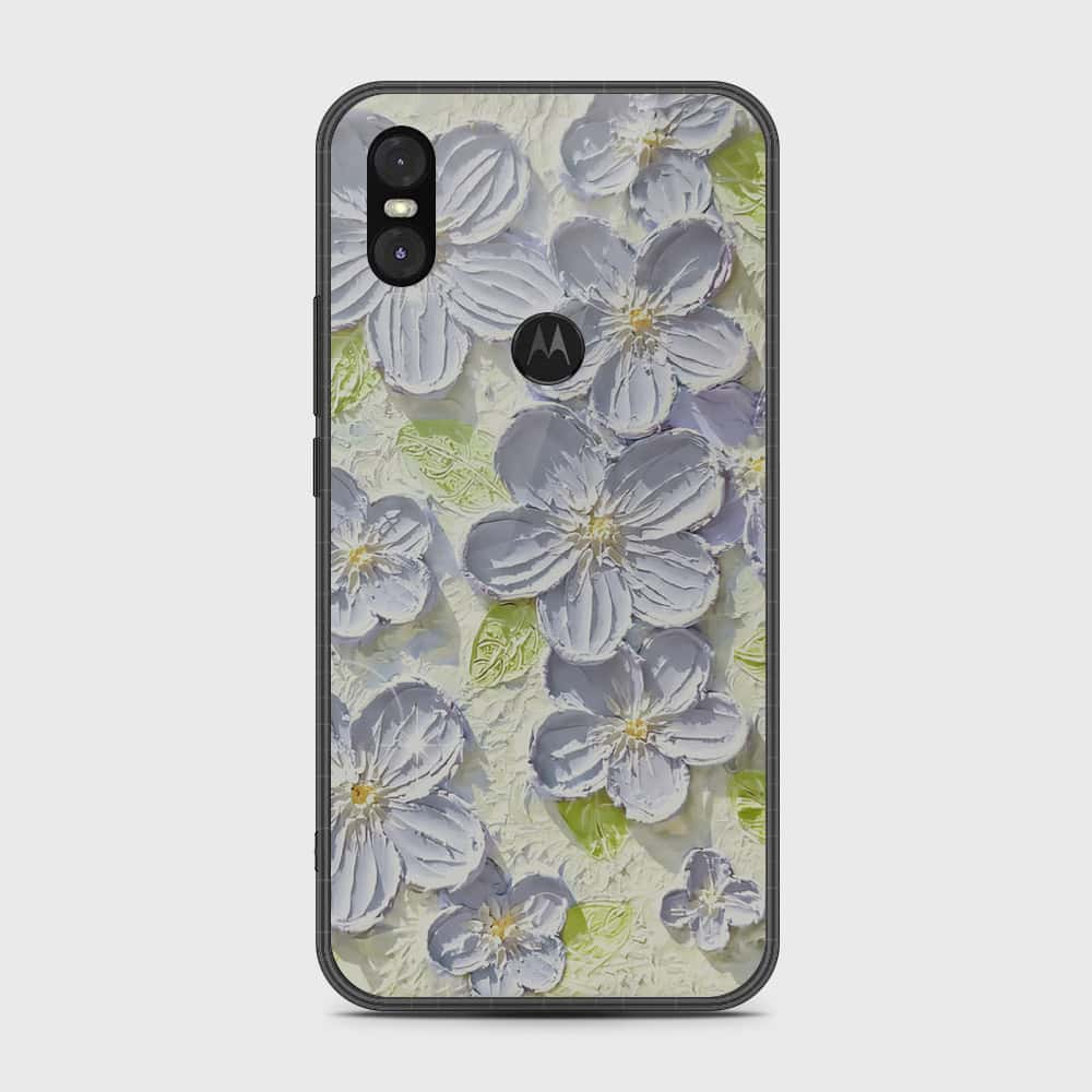 Motorola One Cover - Floral Series - Design 12 - Grey & Green - HQ Premium Shine Durable Shatterproof Case