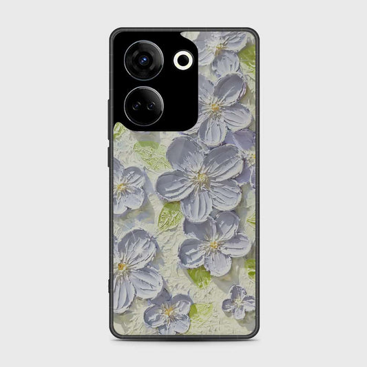 Tecno Camon 20 Cover - Floral Series - Design 12 - Grey & Green - HQ Premium Shine Durable Shatterproof Case