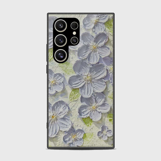 Samsung Galaxy S24 Ultra Cover - Floral Series - Design 12 - Grey & Green - HQ Premium Shine Durable Shatterproof Case