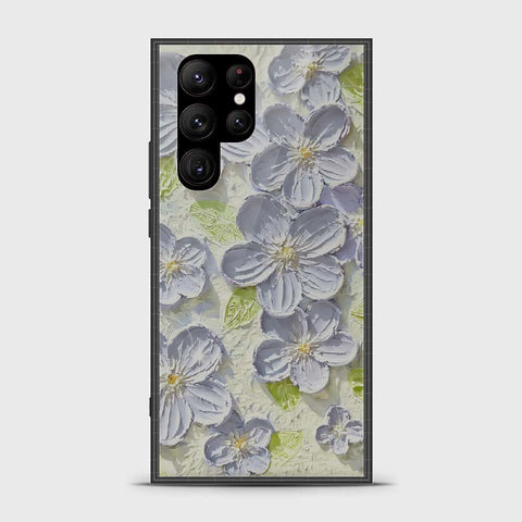 Samsung Galaxy S23 Ultra 5G Cover - Floral Series - Design 12 - Grey & Green - HQ Premium Shine Durable Shatterproof Case