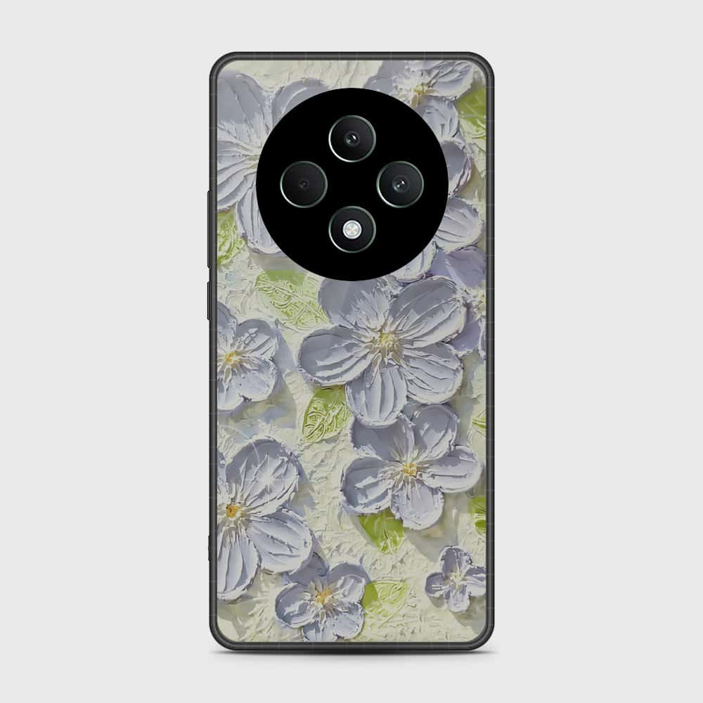 Oppo Reno 12F Cover - Floral Series - Design 12 - Grey & Green - HQ Premium Shine Durable Shatterproof Case