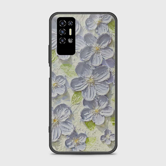 Tecno Pova 2 Cover - Floral Series - Design 12 - Grey & Green - HQ Premium Shine Durable Shatterproof Case