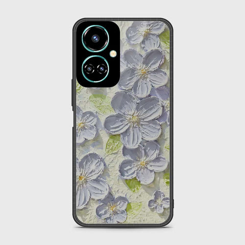 Tecno Camon 19 Cover - Floral Series - Design 12 - Grey & Green - HQ Premium Shine Durable Shatterproof Case