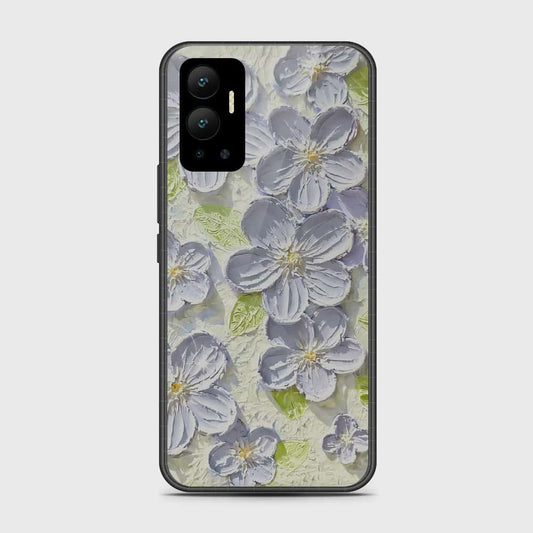 Infinix Hot 12 Cover - Floral Series - Design 12 - Grey & Green - HQ Premium Shine Durable Shatterproof Case