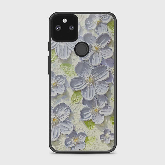 Google Pixel 5a 5G Cover - Floral Series - Design 12 - Grey & Green - HQ Premium Shine Durable Shatterproof Case