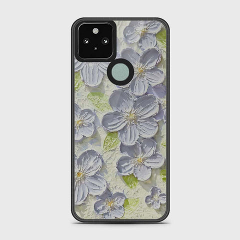 Google Pixel 5 Cover - Floral Series - Design 12 - Grey & Green - HQ Premium Shine Durable Shatterproof Case