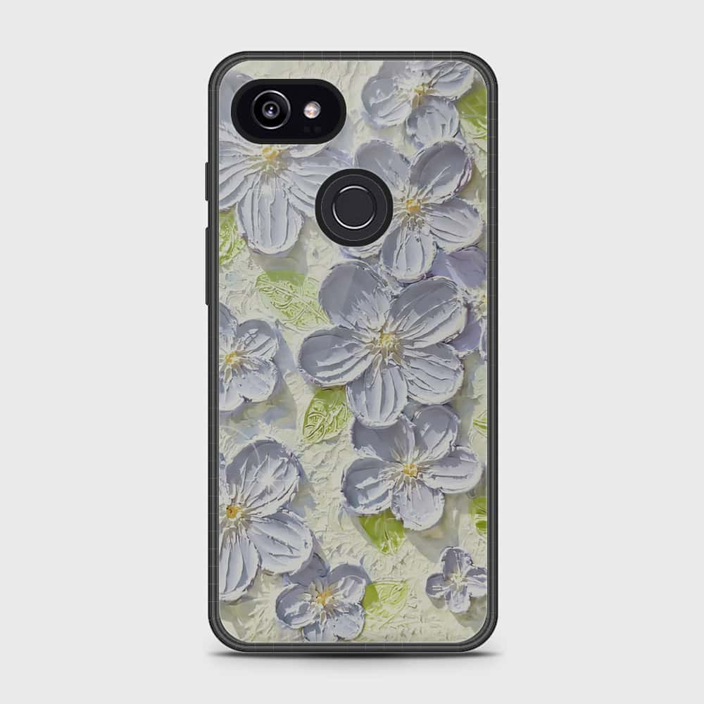 Google Pixel 3 XL Cover - Floral Series - Design 12 - Grey & Green - HQ Premium Shine Durable Shatterproof Case