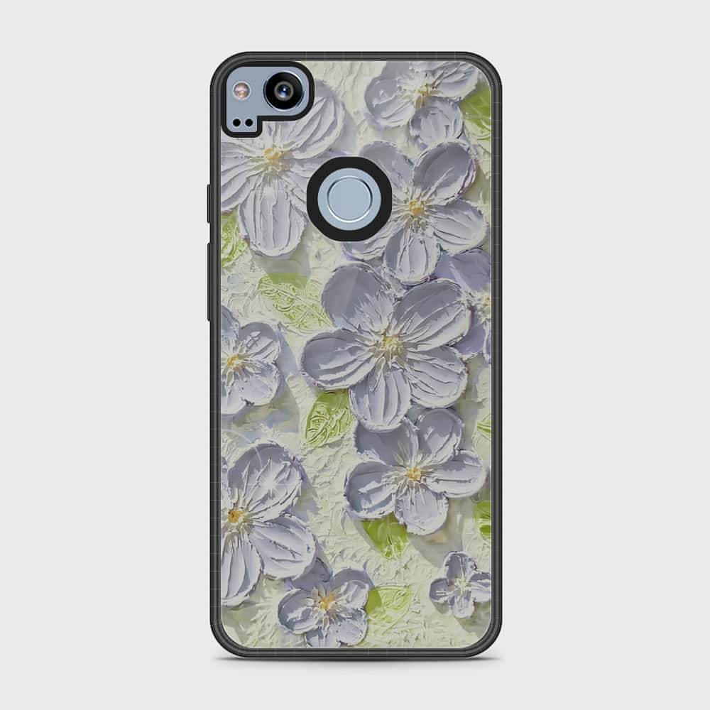 Google Pixel 2 Cover - Floral Series - Design 12 - Grey & Green - HQ Premium Shine Durable Shatterproof Case