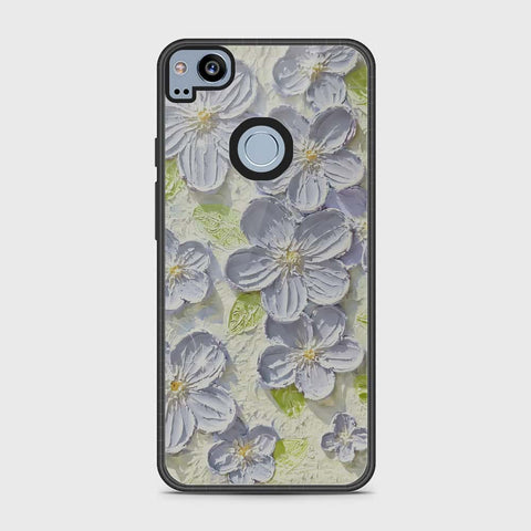 Google Pixel 2 Cover - Floral Series - Design 12 - Grey & Green - HQ Premium Shine Durable Shatterproof Case