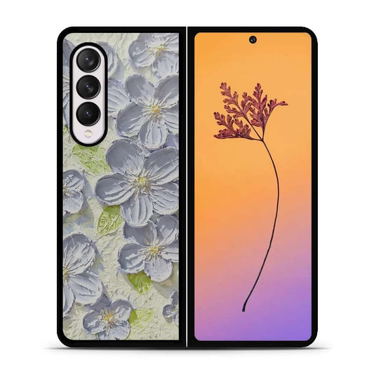 Samsung Galaxy Z Fold 4 5G Cover - Floral Series - Design 12 - Grey & Green - HQ Premium Shine Durable Shatterproof Case